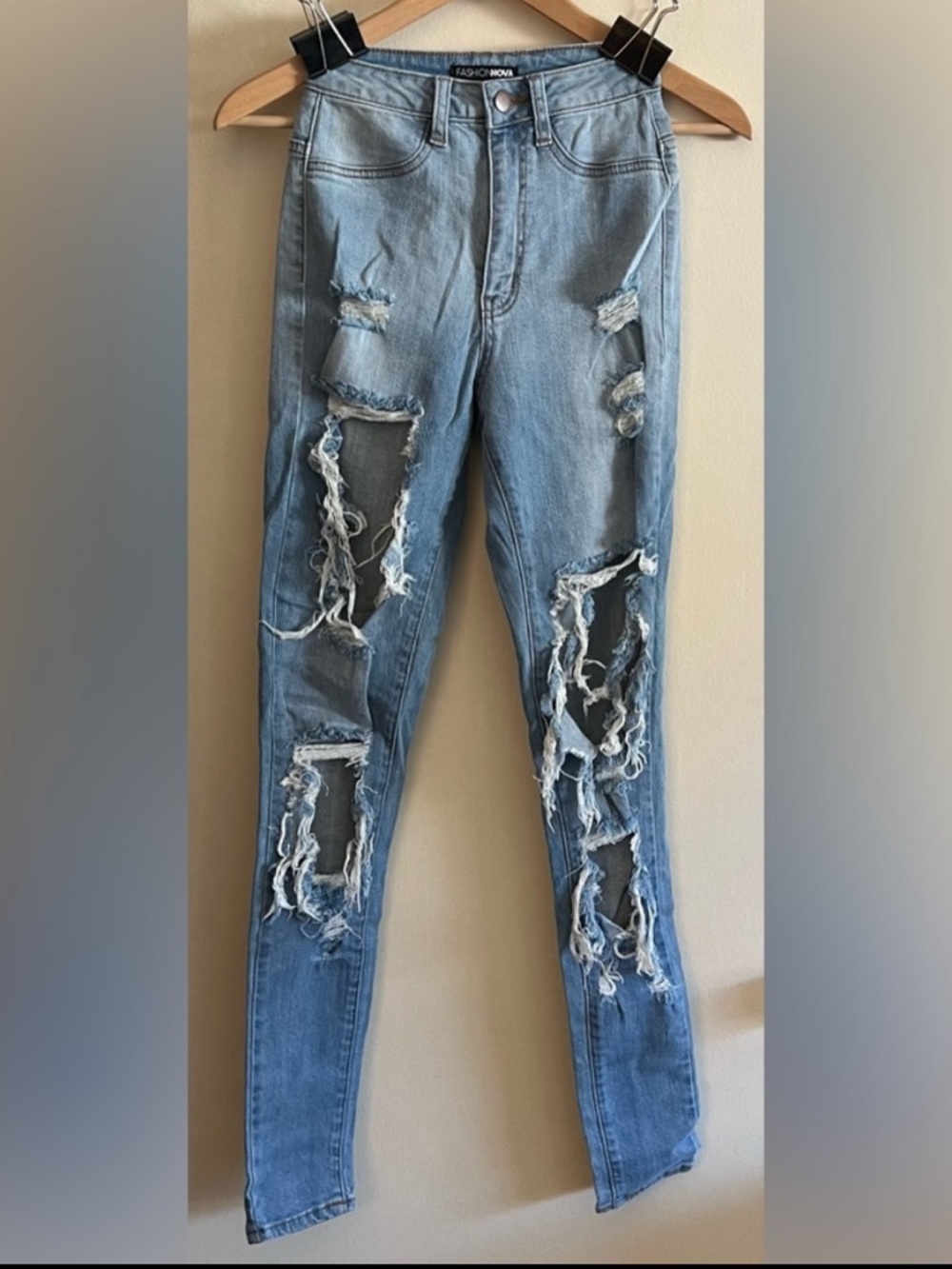 Fashion Nova Ripped Blue Jeans